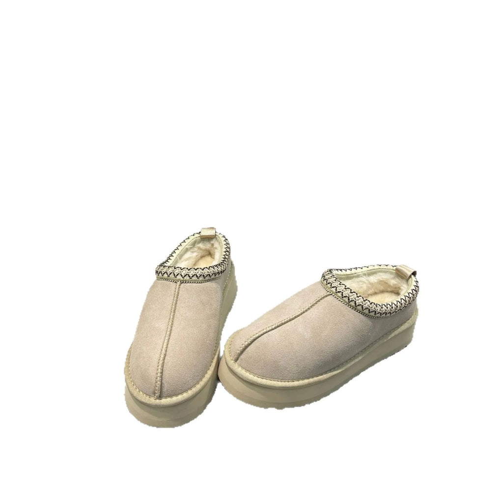 PRUGGI automne hiver fond épais tissé en peau de mouton bottes femmes sans lacet bottes de neige décontracté bout rond plate-forme bottines